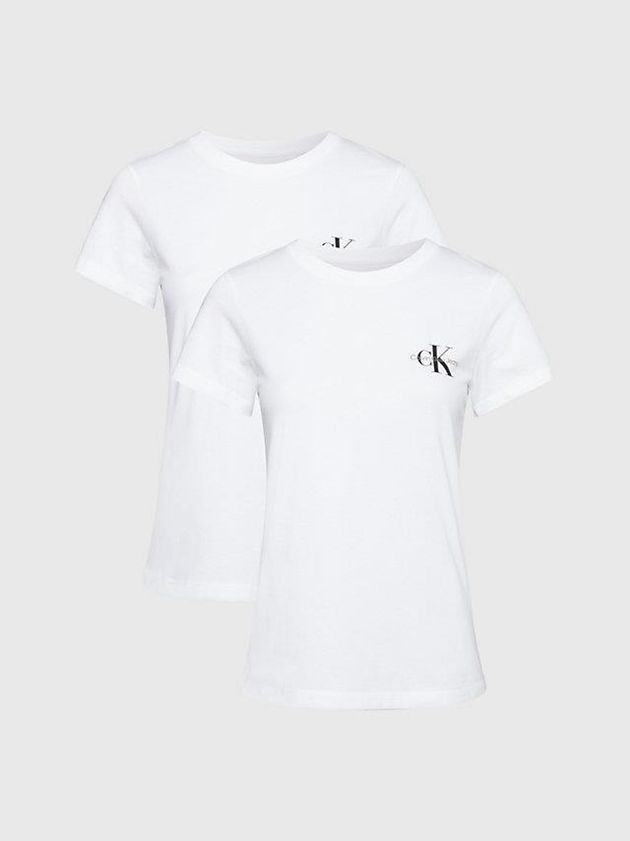 Calvin Klein USA 2 Pack Slim Womens T-Shirt White 1042638-YP